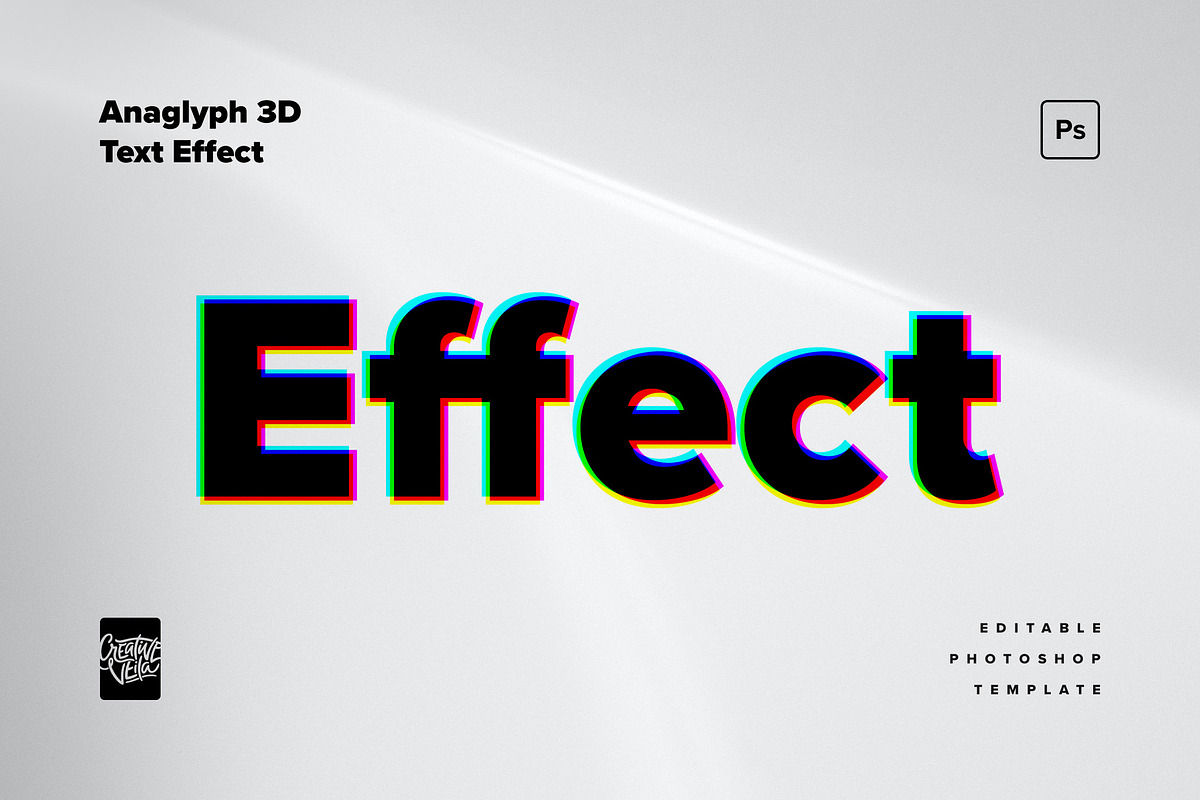 Anaglyph 3D Text Effect Mockup, a Brushes & More by veila.me (Photo 2 of 7)