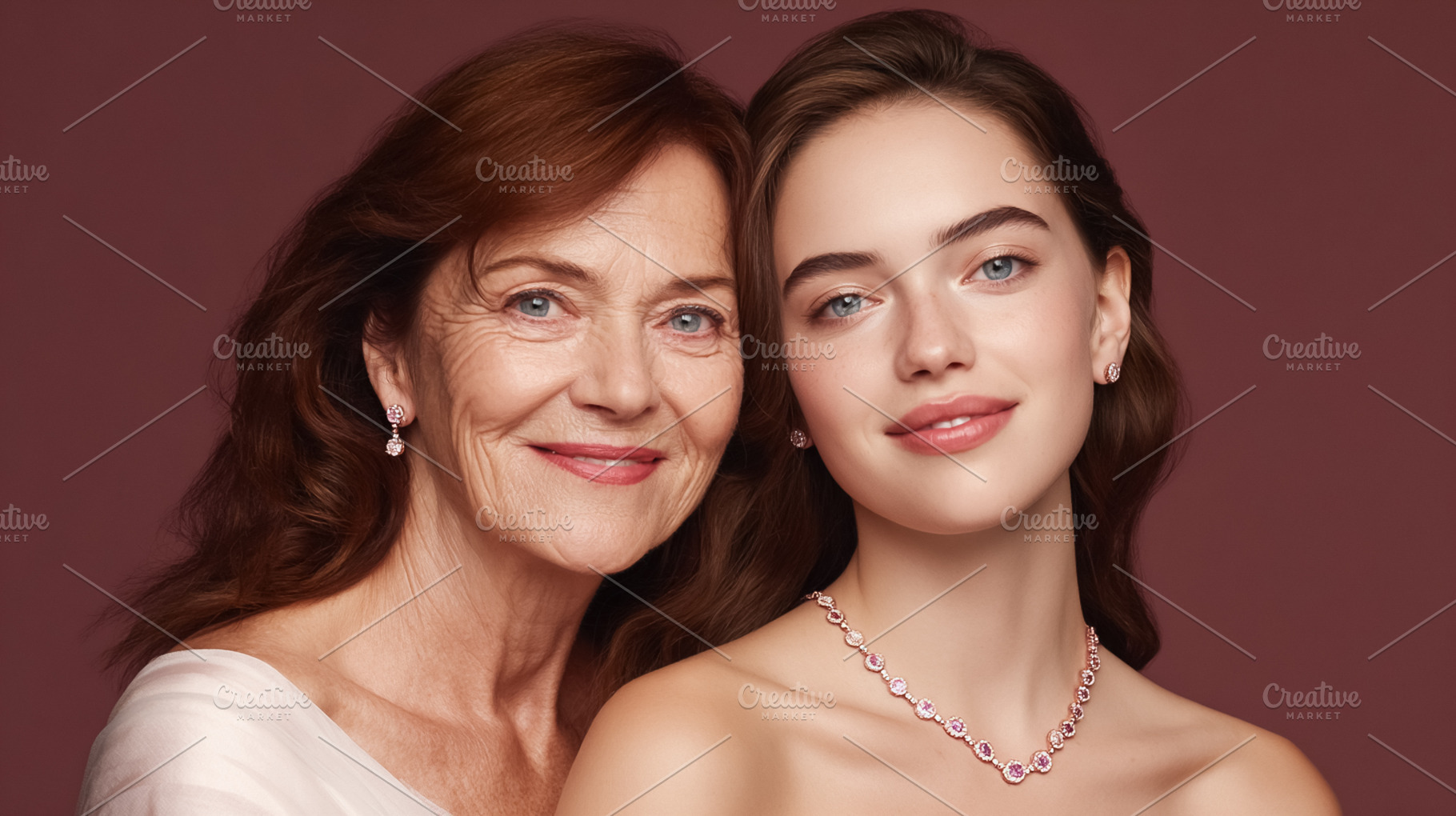 Mother and daughter posing together, showcasing beautiful jewelr, a Photo by Studio ANNA