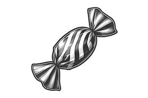 Striped Candy Engraving Sketch