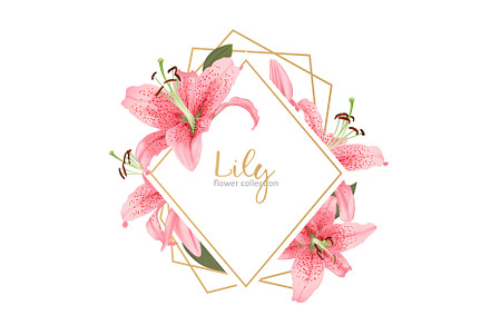 Wedding invitation with lily flowers