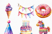 Happy Birthday Pastel Clipart, an Illustration by Craft Nest (Thumbnail 2 of 6)