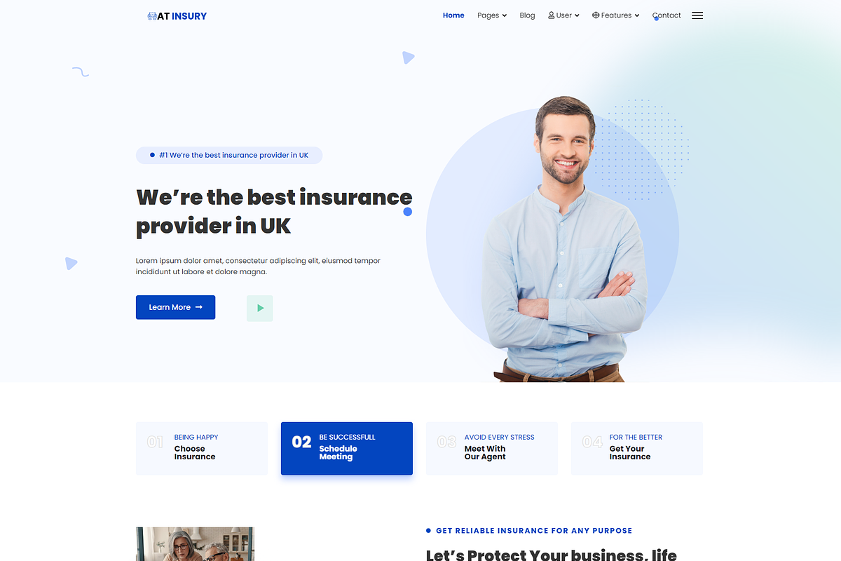 AT Insury Onepage WordPress Theme, a WordPress Template by LTheme (Photo 1 of 2)