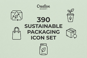Sustainable Packaging Icon Set, an Outline Icon by adenpinkstore