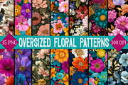 Oversized Floral Seamless Patterns, a Pattern Graphic by SVGArt (Thumbnail 1 of 9)