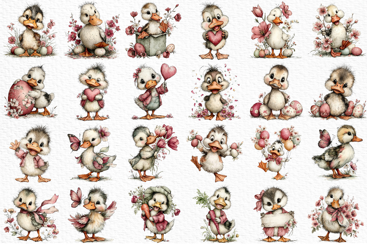 Whimsical Easter Duck Clipart Bundle, an Illustration by Craft Nest (Photo 6 of 11)