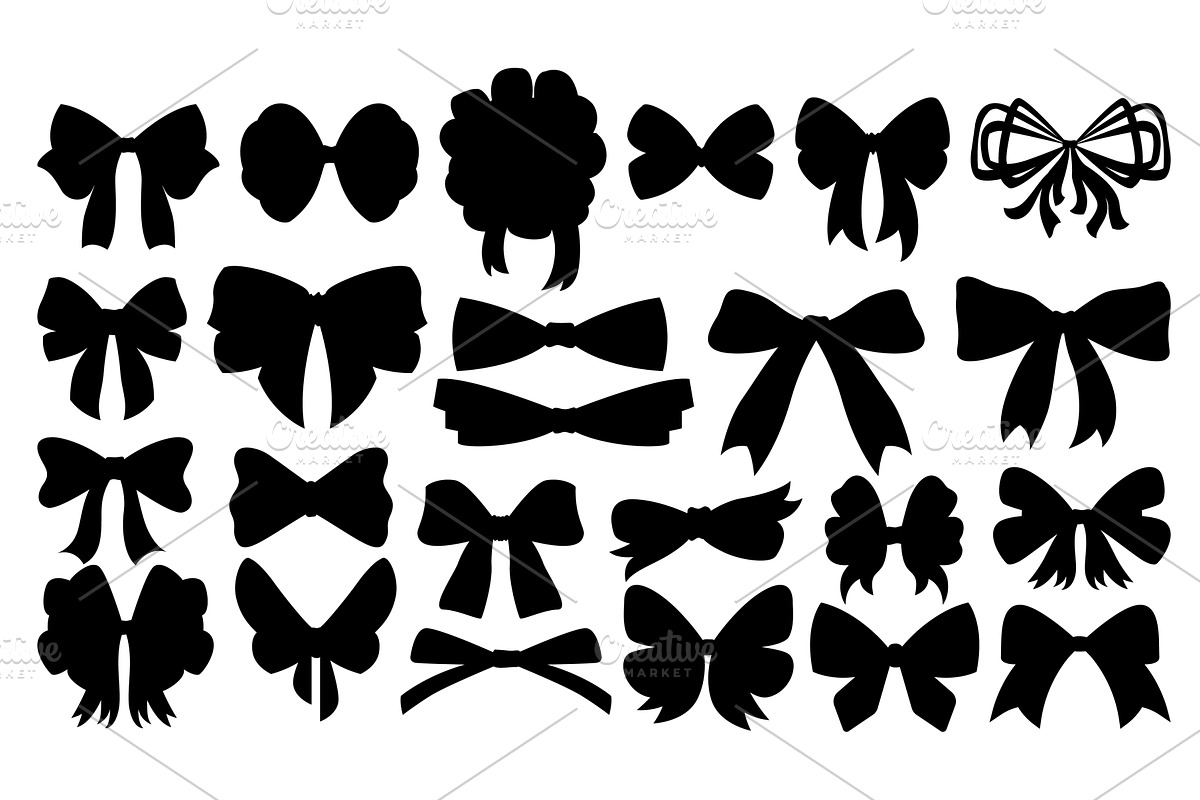 Bows icon set, black color. Various, an Object Illustration by the8monkey