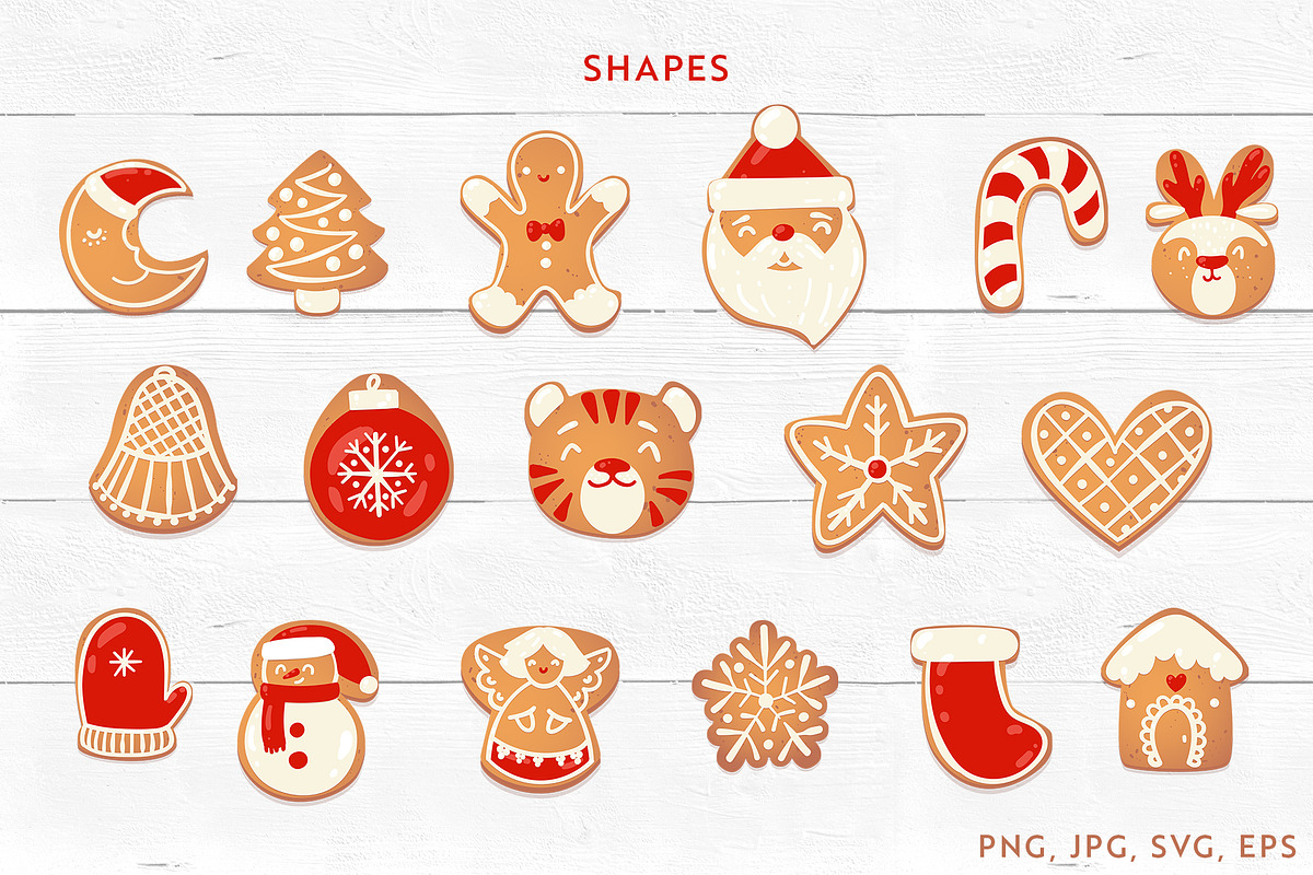 Gingerbread | Christmas Cookies Set, an Object Graphic by Kandella's Art (Photo 2 of 9)