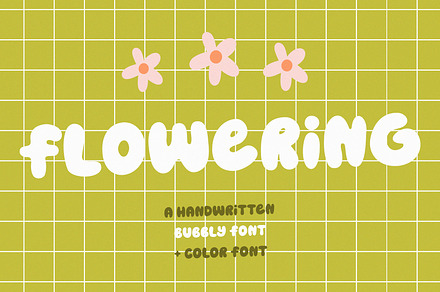 Flowering | Bubbly font, a Sans Serif Font by JuliaVolkova