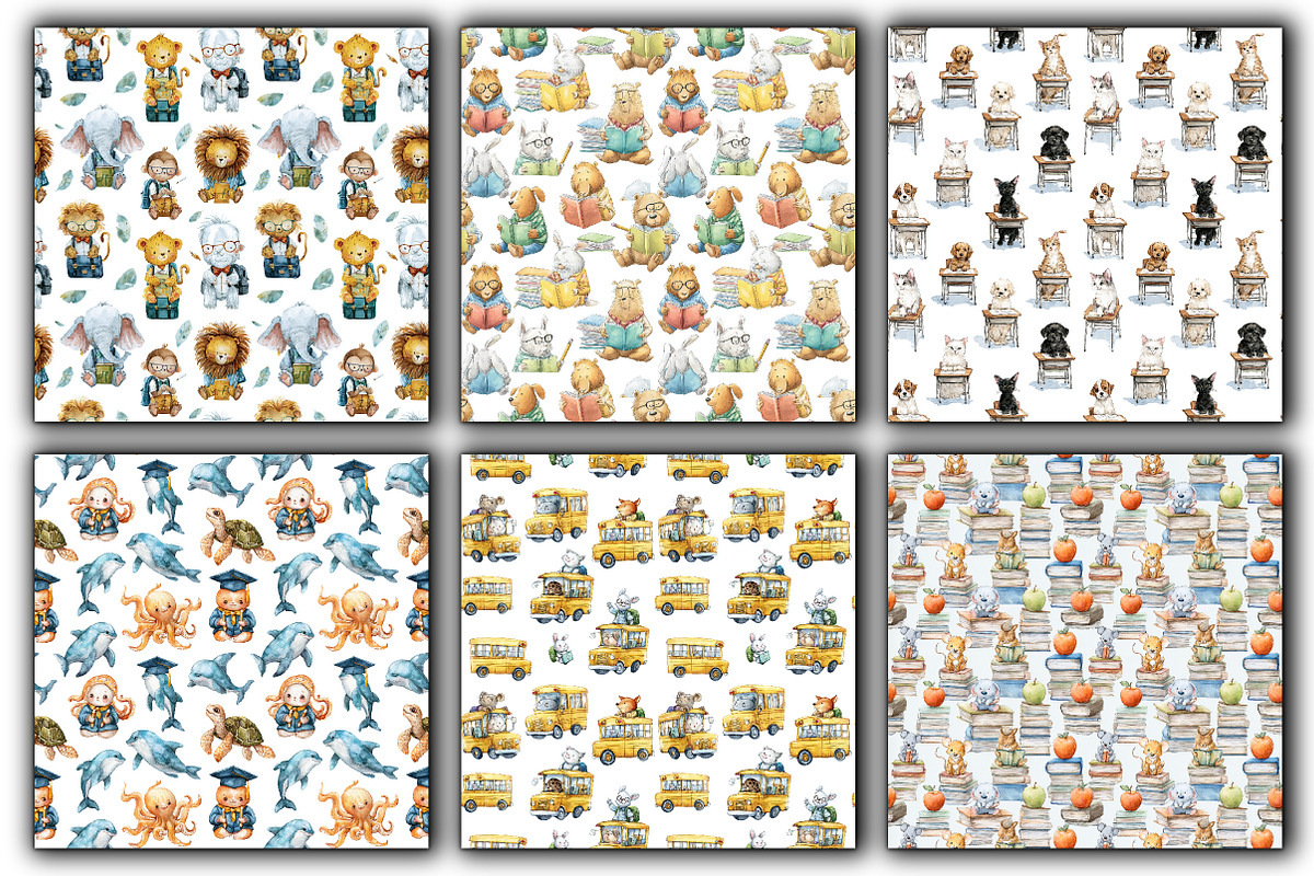 Back To School Animals  Pattern Png, an Illustration by RobertsArt (Photo 2 of 3)