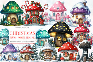 Christmas  Mushroom House Clipart, an Illustration by Designworld