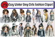 Cozy Winter Grey Girls Fashion, an Illustration by Design Market (Thumbnail 1 of 3)