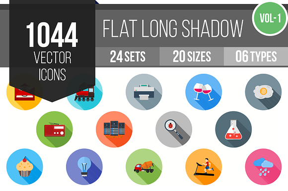 1000 Flat Shadow Icons (V1)