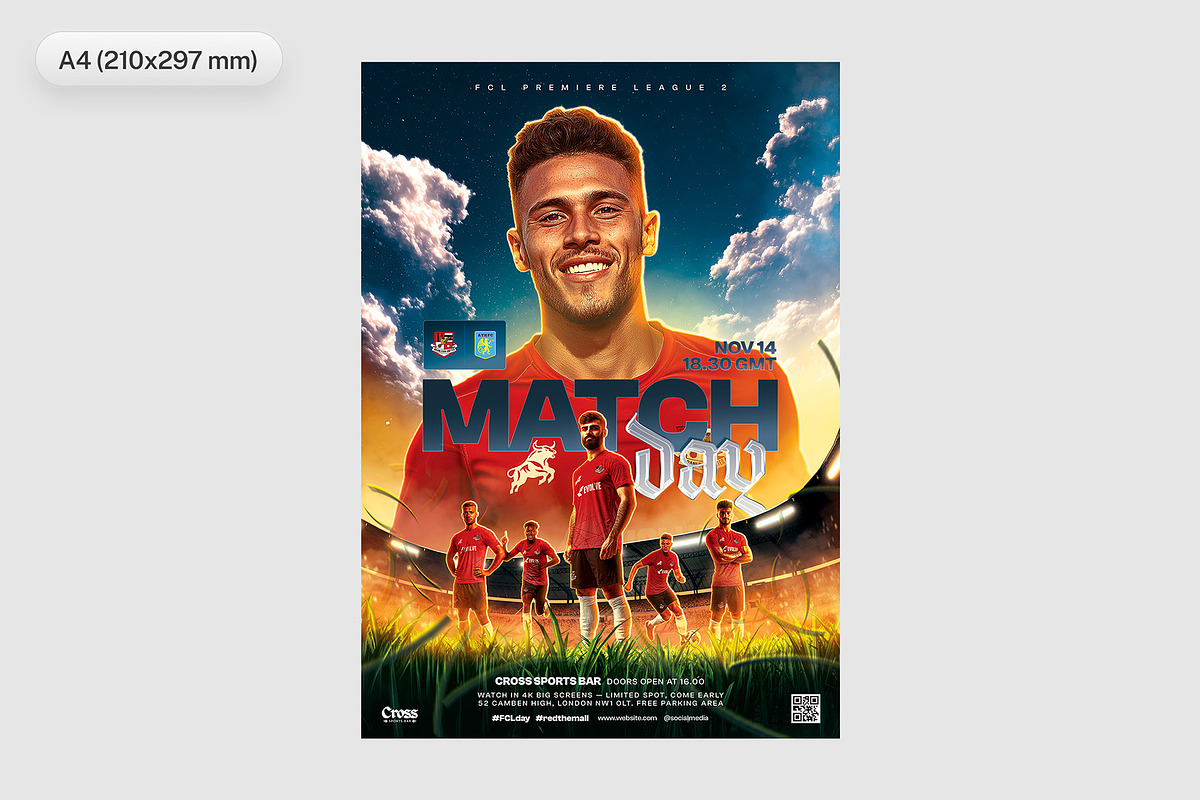 Football Match Day Flyer PSD Template preview 3