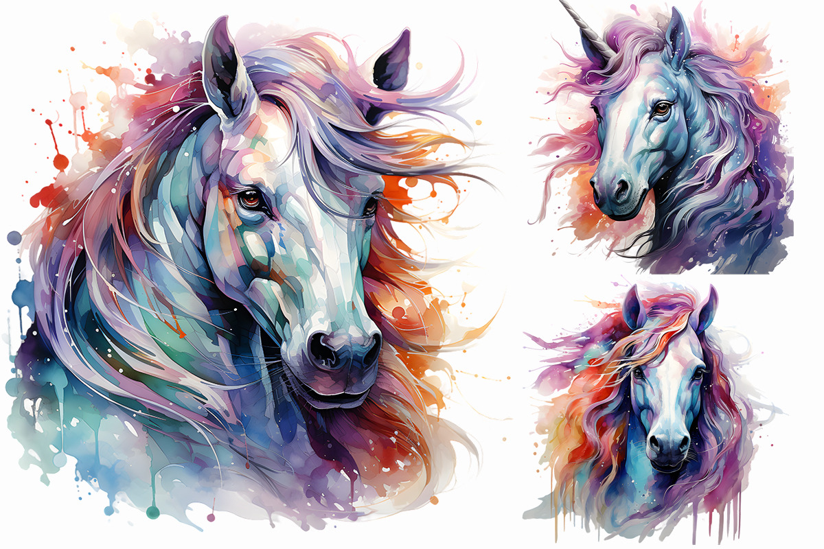 Watercolor Unicorn Magical Clipart, an Animal Illustration by Creative Arslan (Photo 3 of 8)
