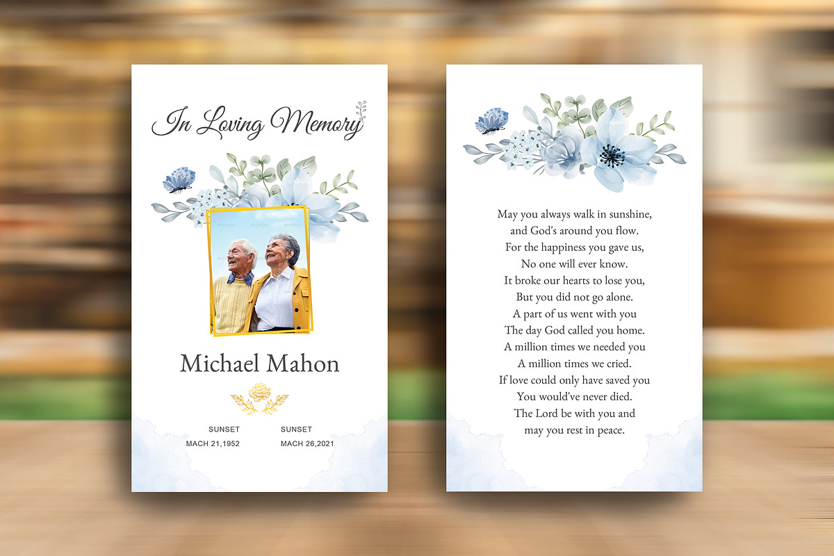 Flower Prayer Card For Funeral, a Card Template by Madhabi Studio (Photo 3 of 3)