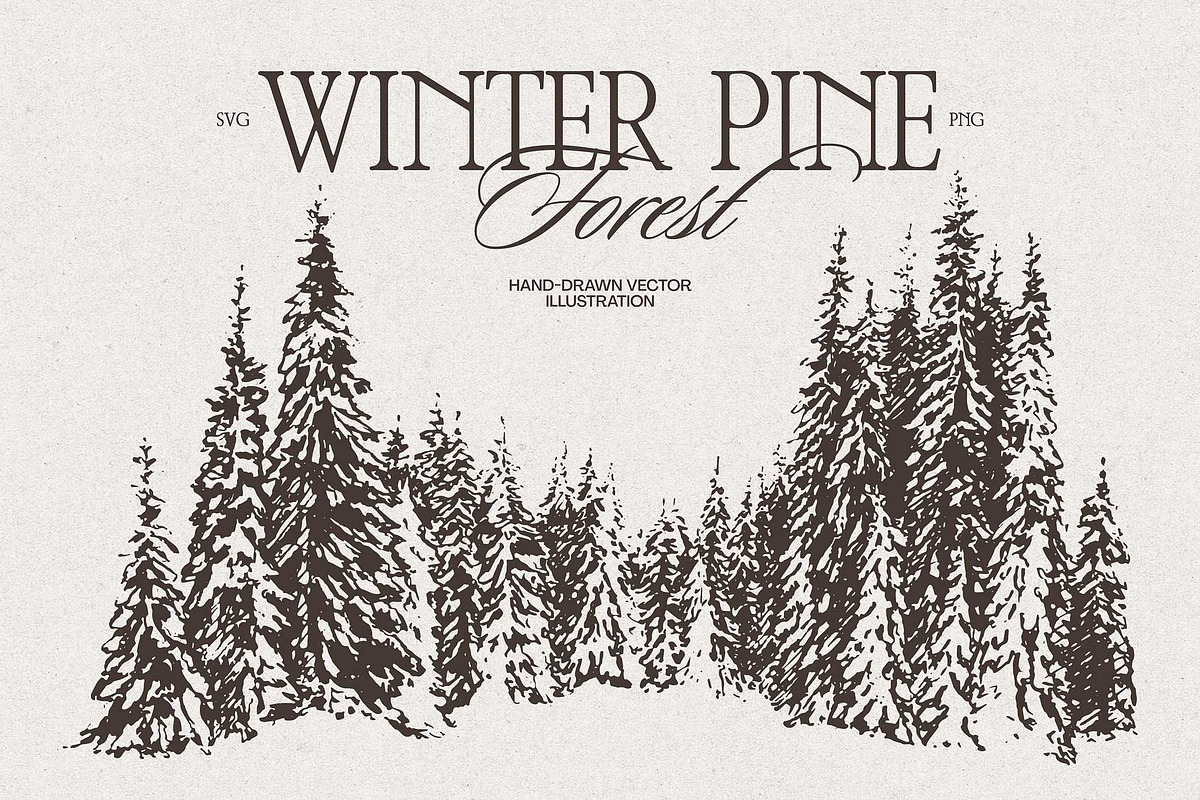 Snow-Covered Winter Pine Forest, a Seasonal Illustration by TheMountBirdStudio (Photo 1 of 5)