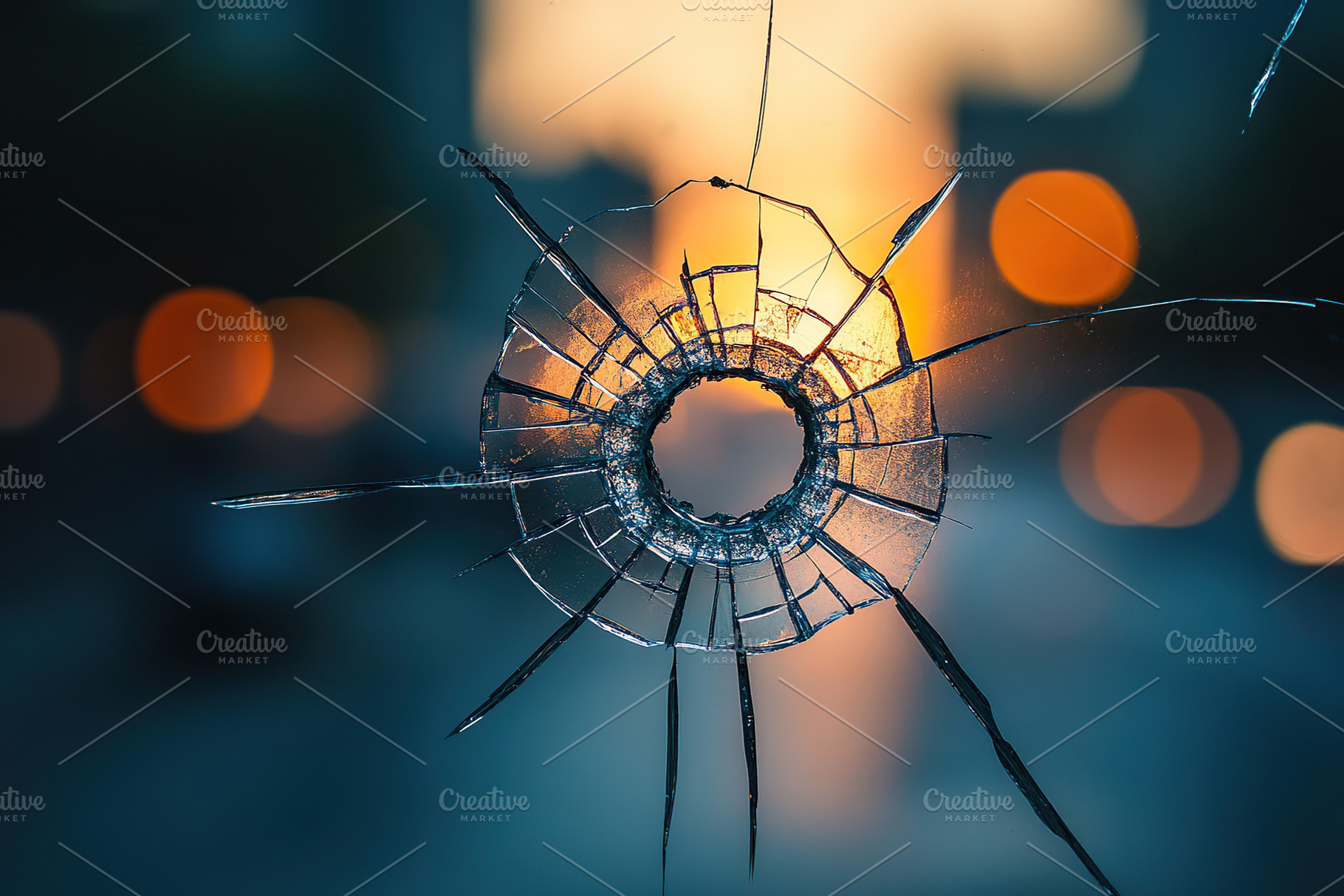 Bullet hole on window glass, a Photo by AlyaAnd
