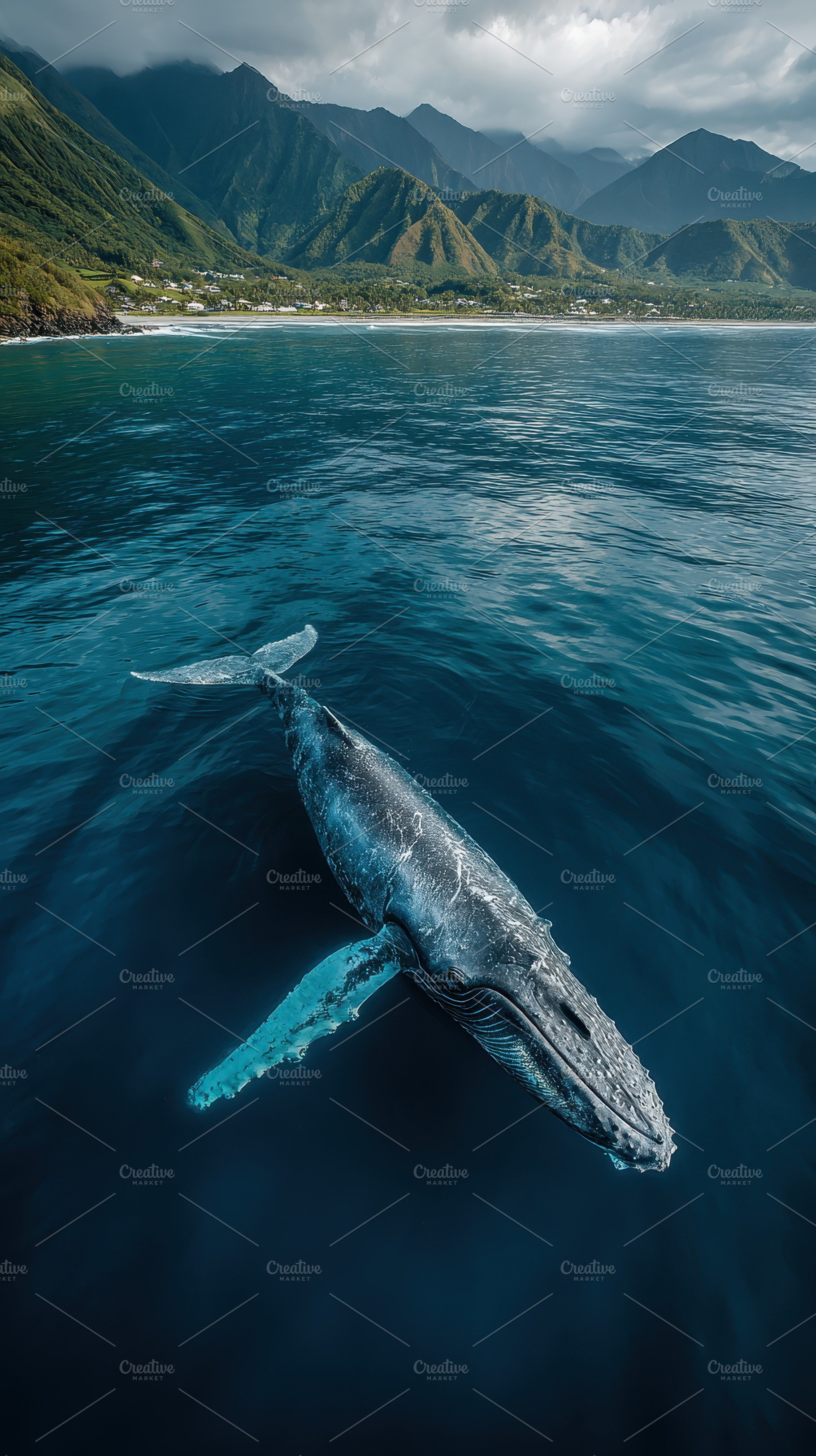 Humpback Whale Ocean Paradise Tropic, a Photo by Pixeness Studio