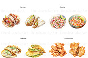 Mexican Food Clipart, Tacos, Nachos, a Food Illustration by BrushstrokeArtGB (Thumbnail 2 of 9)