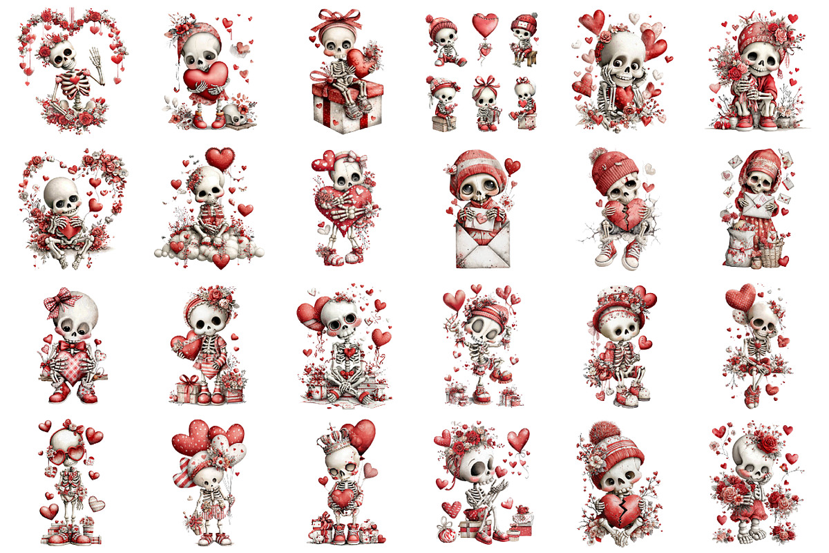 Skeleton Valentine Bundle Sublimatio, an Illustration by designcity5 (Photo 2 of 5)