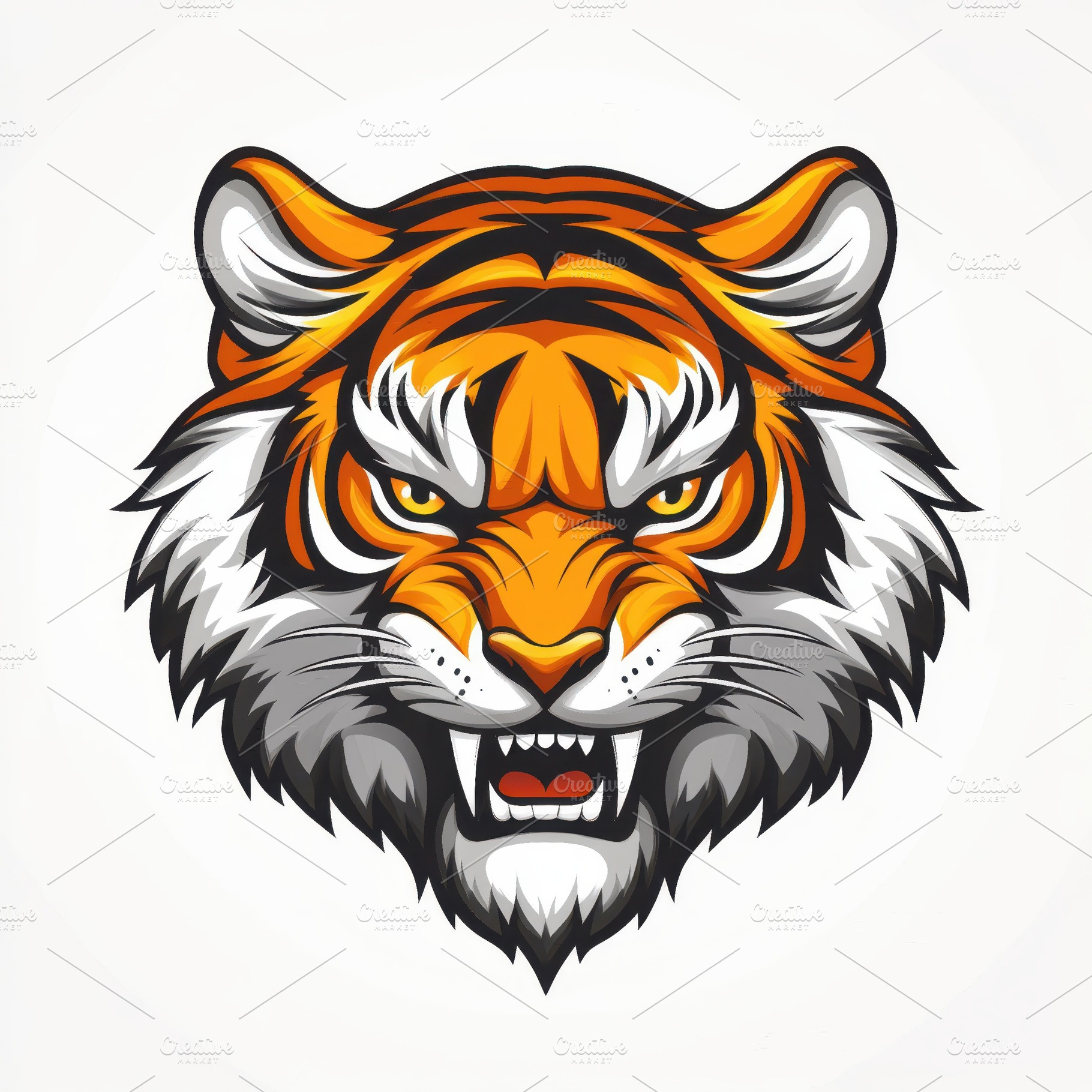 Fierce Tiger Head Mascot Logo Design, an Animal Photo by Pixeness Studio