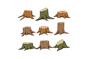 stump set cartoon vector, an Object Illustration by pikepicture