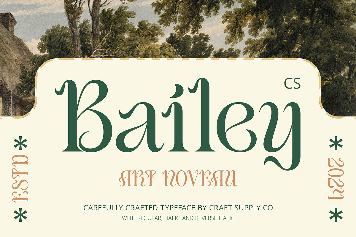 CS Bailey – Art Nouveau Font, a Serif Font by Craft Supply Co. (Photo 1 of 8)