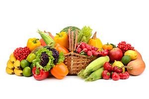 composition of fruits and vegetables in basket, a Food & Drink Photo by Serg64