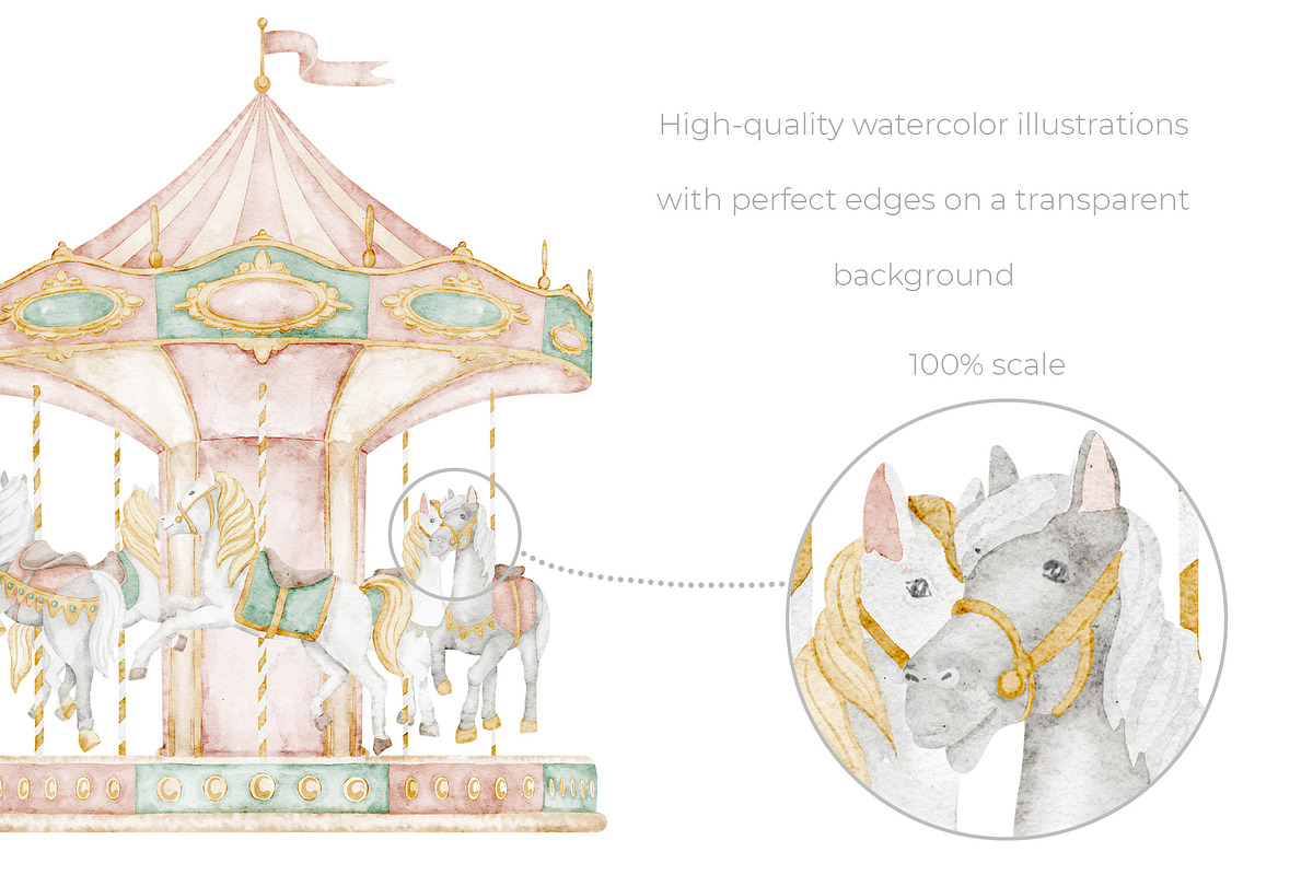 Amusement Park Watercolor Clipart, an Illustration by Alisles (Photo 10 of 11)