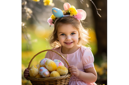 Adorable girl with Easter eggs