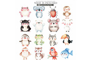 Cute Animals Watercolor Clipart Set, an Animal Illustration by CharmClipart (Thumbnail 15 of 20)