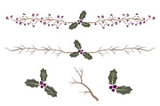 Plum Christmas Holly Vectors, an Illustration by Amanda Ilkov (Thumbnail 4 of 5)