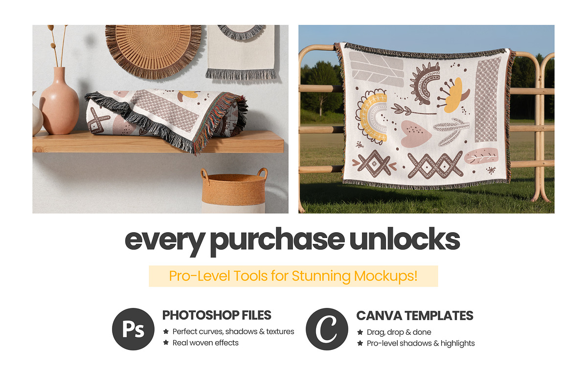 Woven Blanket Mockup Bundle x15 PSDs, an Apparel Mockup by TemplateBurst (Photo 2 of 10)