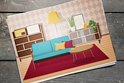 Retro interior, living room, a Decorative Illustration by Good Studio (Thumbnail 11 of 12)