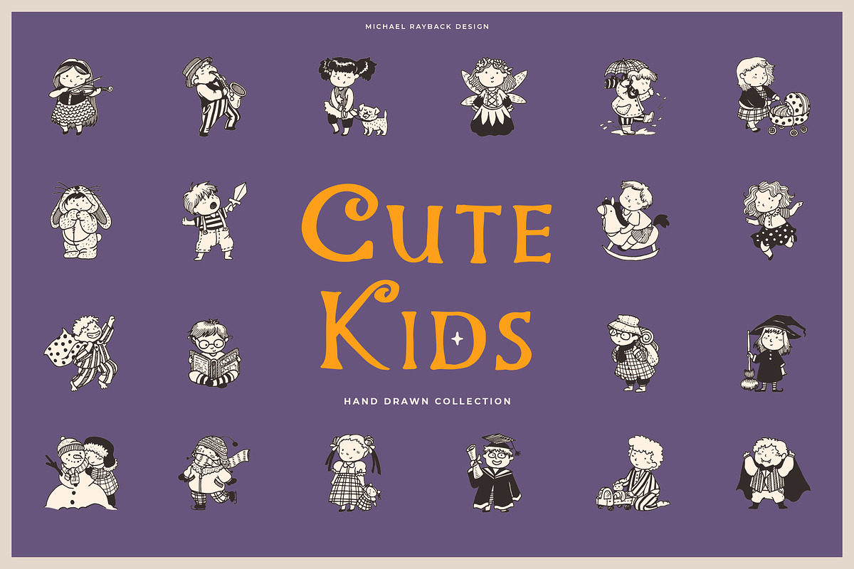 100 Hand Drawn Elements -Kids-, an Animal Illustration by Michael Rayback Design (Photo 1 of 3)