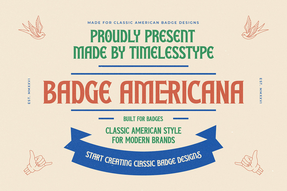 Badge Americana Vintage Serif, a Serif Font by timelesstype.co (Photo 1 of 20)