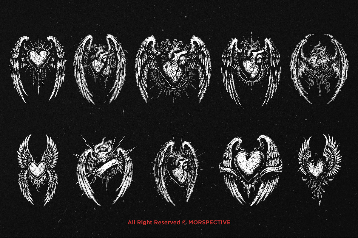 10 Bundle Dark Art Heart Wing Angel, an Illustration by Morspective (Photo 6 of 7)