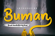 Buman - Brush Handwritten Font, a Handwritten Font by productype1 (Thumbnail 1 of 10)