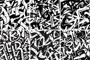 Black Graffiti Seamless Patterns