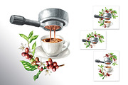 Coffee Time. Watercolor hand drawn, a Food Illustration by Daria Ustiugova (Thumbnail 10 of 18)