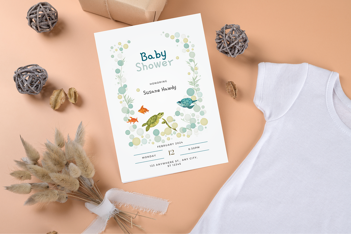 2 Canva Baby Shower Invitation, a Card Template by The Dark Matter Art (Photo 6 of 7)
