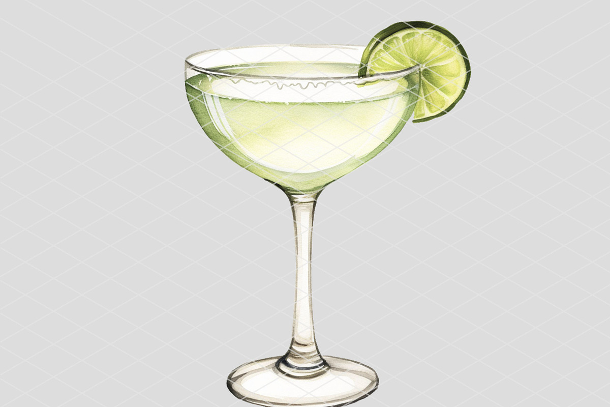 Lime Gimlet Cocktail Watercolor, an Illustration by 1801Prints