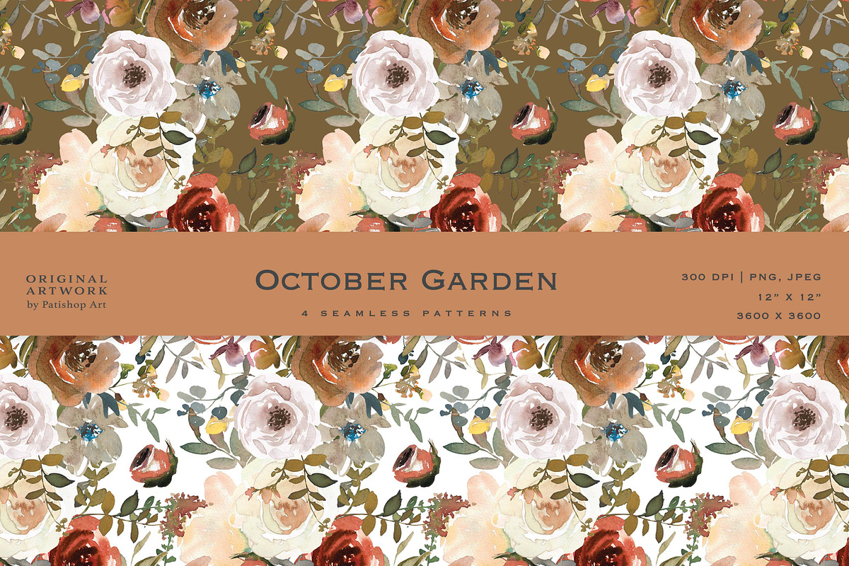 Fall Watercolor Floral Clipart Set, a Decorative Illustration by Patishop Art (Photo 13 of 17)
