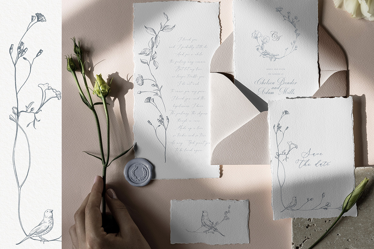 Fine line flower logo elements, an Object Illustration by Sensual Art (Photo 4 of 5)