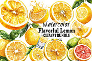 Watercolor Flavorful Lemon Clipart, an Illustration by Craft Nest (Thumbnail 1 of 5)
