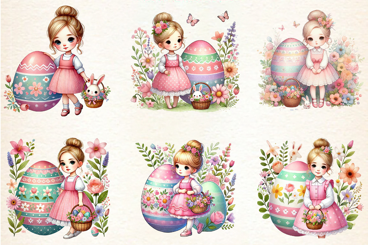 Pastel Easter Clipart, Bunny, Eggs,, an Illustration by DreamArtGraphic (Photo 4 of 4)