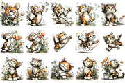 Whimsical Spring Cat Clipart, an Illustration by OK Design (Thumbnail 3 of 6)