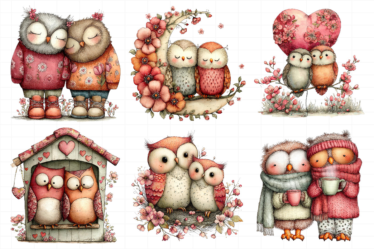 Spring Couple Owl Clipar, an Illustration by Daily.Designs (Photo 5 of 7)