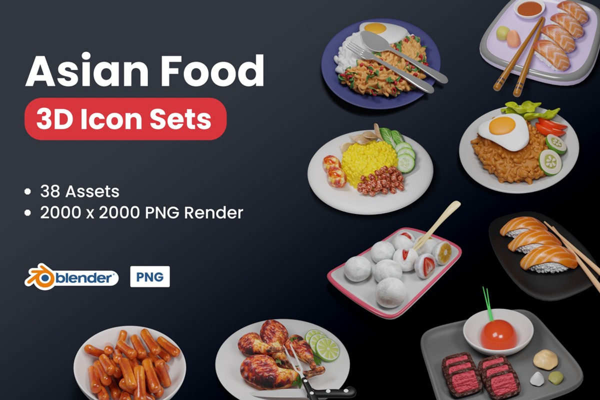 Asian Food 3D Icons, an Object 3D Model by WudelMbois Studio (Photo 1 of 4)
