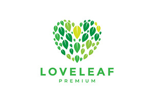 Love Shape With Leaf Pattern Green